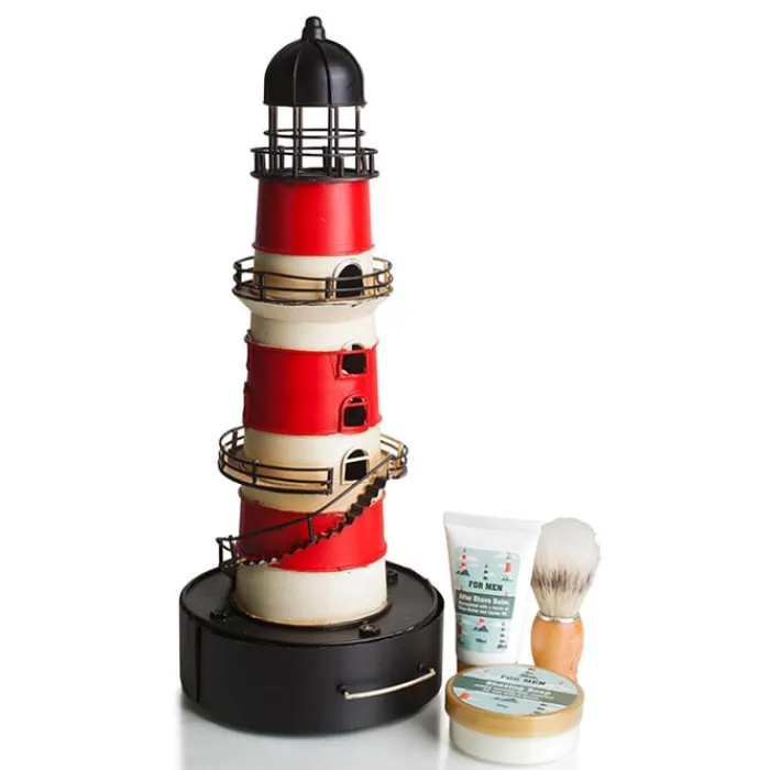 Hombre Pokhara Cesta Baño Faro Rojo y Blanco Metal