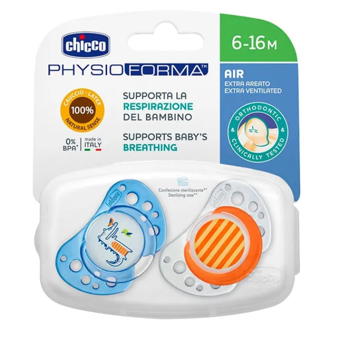 Chicco Chupete Physio Air Látex Azul-Naranja 6-16 Meses