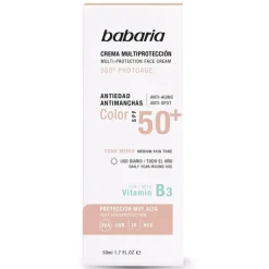 Babaria Crema Facial Multiprotección Color Medio SPF50+