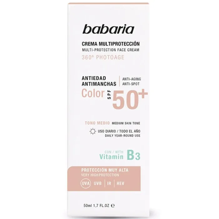 Babaria Crema Facial Multiprotección Color Medio SPF50+