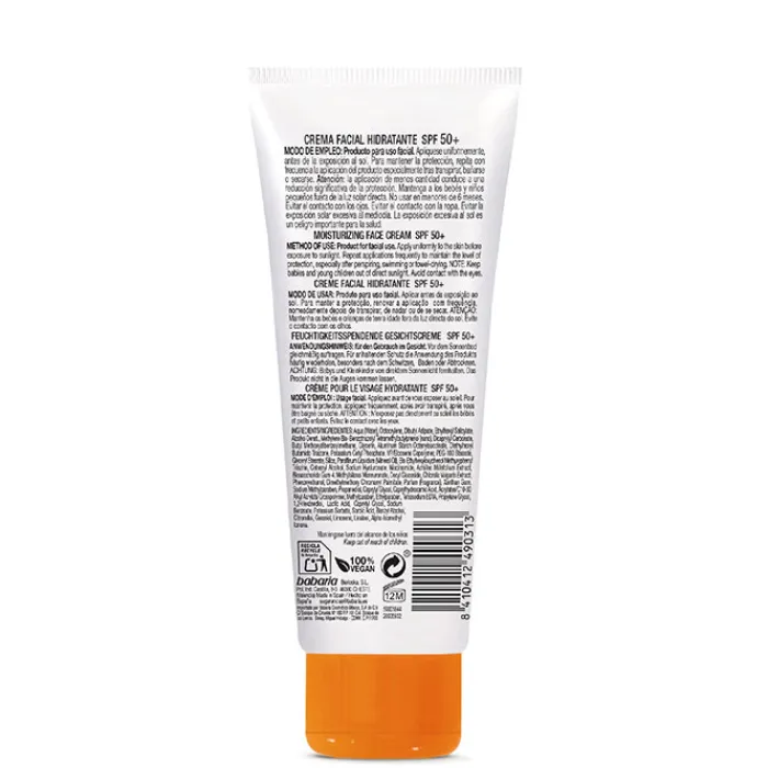 Babaria Crema Facial Solar Hialurónico SPF50+