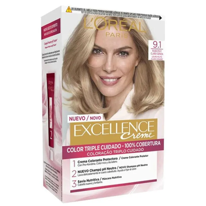 L'Oréal Excellence Creme Nº 9.1 Rubio Claro Claro Ceniza
