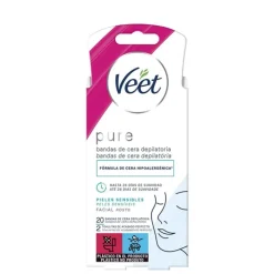 Veet Pure Bandas Faciales de Cera Depilatoria Piel Sensible
