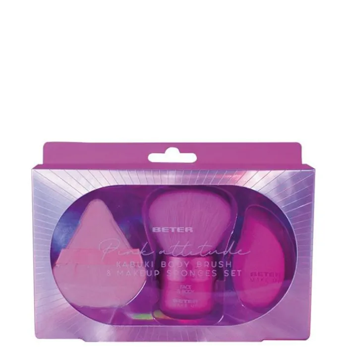 Beter Set Brocha Kabuki y Esponjas Pink Attitude Collection