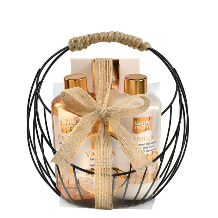 Bon Matín Set de Baño Cesta Metal Redonda